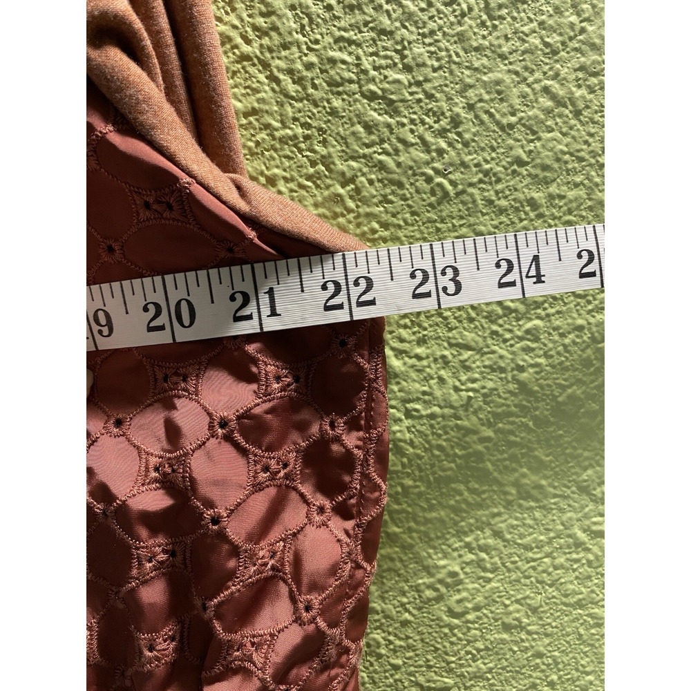 LOGO by Lori Goldstein Women L Hooded Jacket Embroidered Zip Rust Windbreaker - Picture 9 of 9